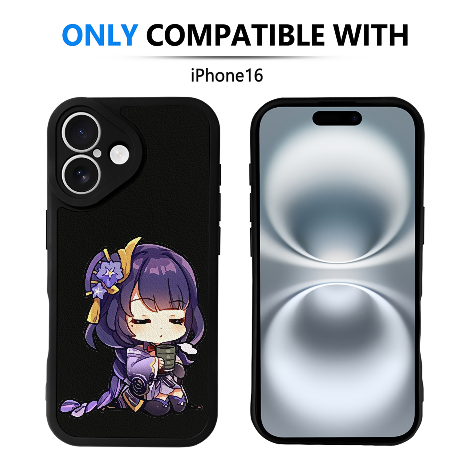 げんし神 雷電将軍 らいでんしょうぐん genshin Raiden Shogun 【iPhone 16シリーズ対応】シリコンスマホケース（レザー調） 材質：シリコン